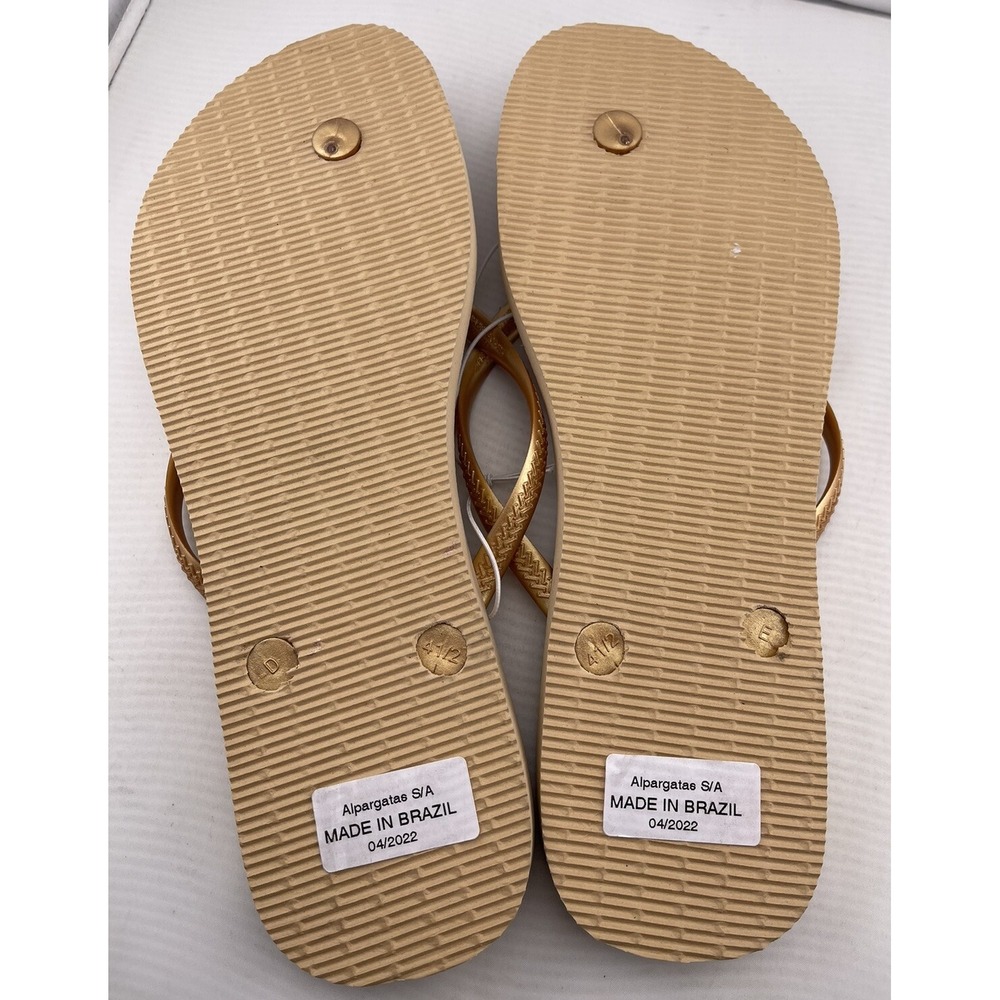 HAVAIANAS Beige Gold Floral SANDALS FLIP FLOPS WOMEN SIZE‎ 11/12 - Picture 5 of 6